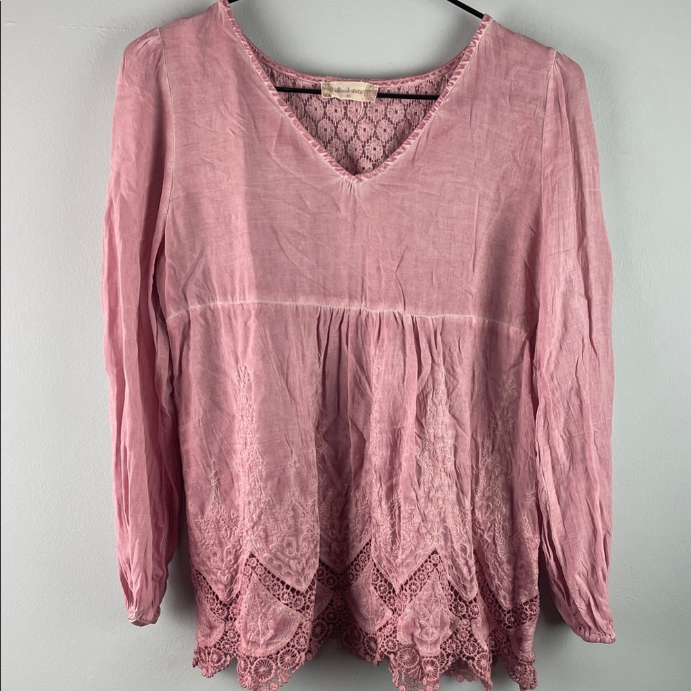 Altar'd State Pink Lace Trim Women's Top Size XS